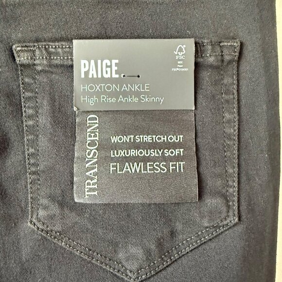 NWT PAIGE Hoxton High Rise Skinny Ankle Jeans Womens Size 25 Black Shadow Denim - Picture 6 of 10